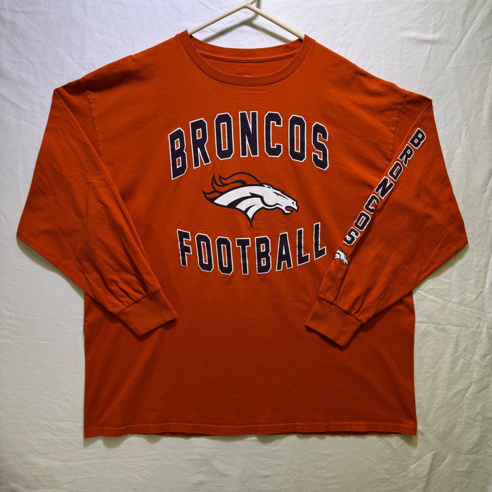 Denver Broncos Long Sleeve Shirt Men's 2XL Orange NFL Team Apparel Football